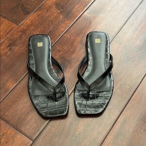 Toteme Black Croc-Embossed Sandals